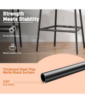 Bar Stools Set of 3, 24 Inches Modern Counter Height Bar Stools with Curved Back Metal Legs, Upholstered Tall Barstools