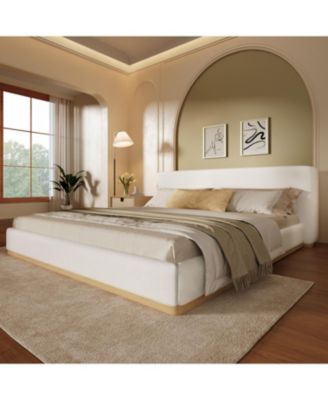 Streamdale Elegant White Upholstered King Bed with Solid Wood Frame