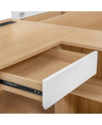 Full size Wooden Platform Bed with 6 Drawers, Shelves, desk and Wardrobe