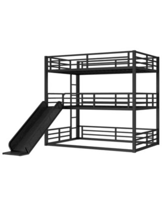 Triple Bunk Bed with Slide, Metal, Heavy-Duty