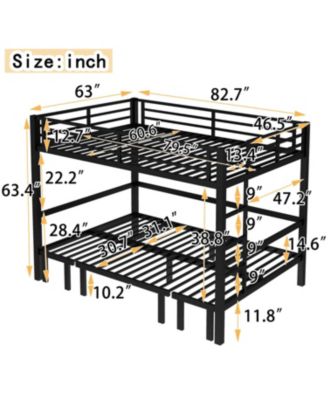 Queen Over Queen Pull-Out Bunk Bed, Safety Rails, Black