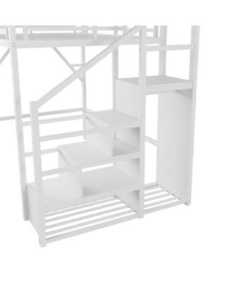 Full Loft Bed with Stairs, Storage, & Wardrobe