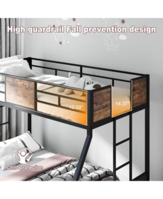 Streamdale Twin Over Full Metal Bunk Bed with Safety Rails & 2 Ladders