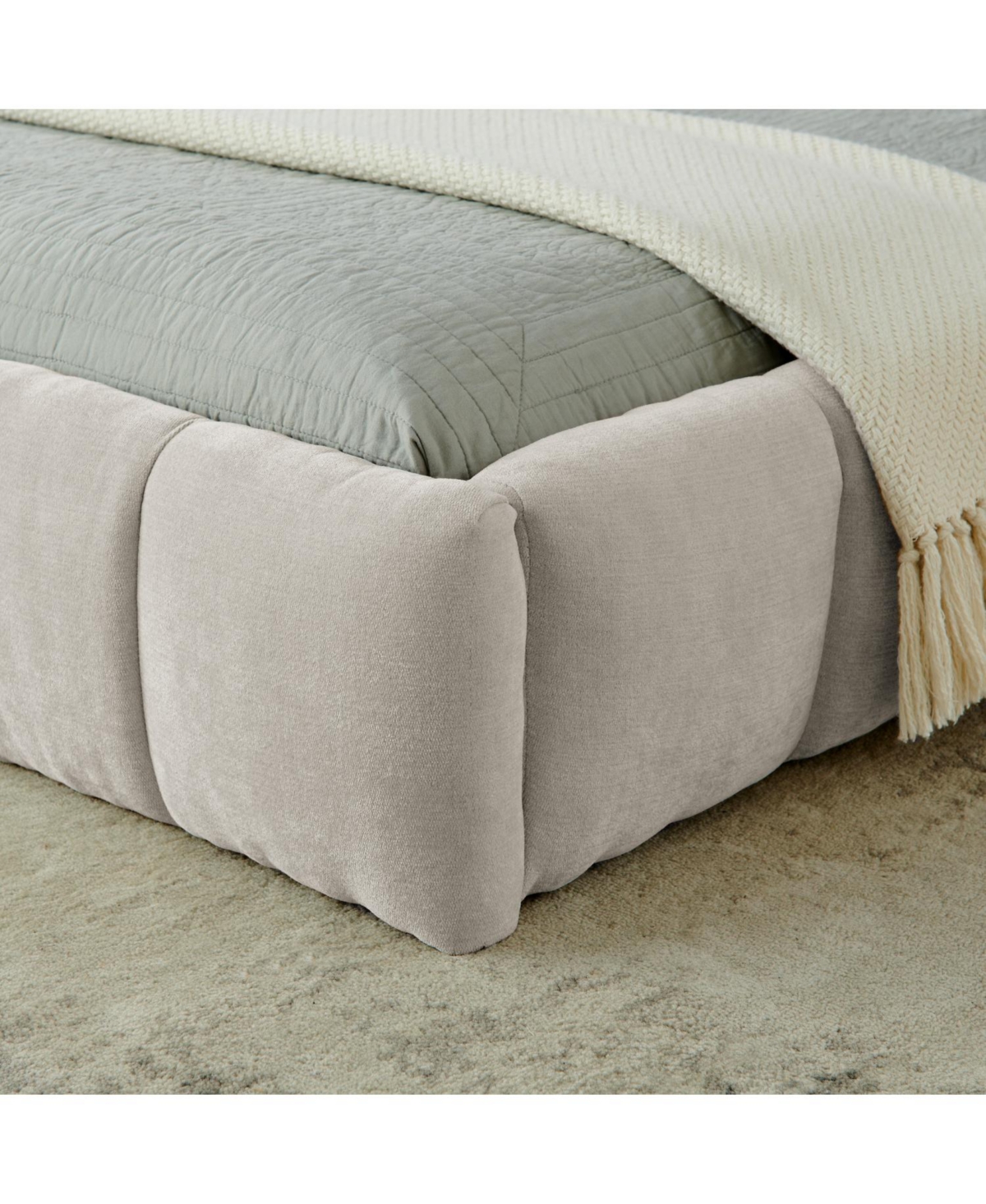 Streamdale Furniture California King Upholstered Platform Bed Frame - Beige