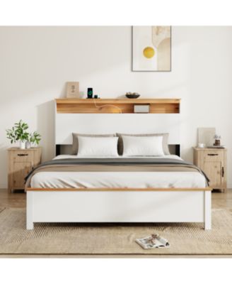 Queen Bed Frame with Charging Station