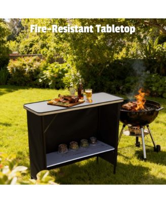 EZ GO 2 Pcs Portable Bar Table Shimmer Decor with Carry Bag Black Skirt for Wedding Camping Tradeshow Party