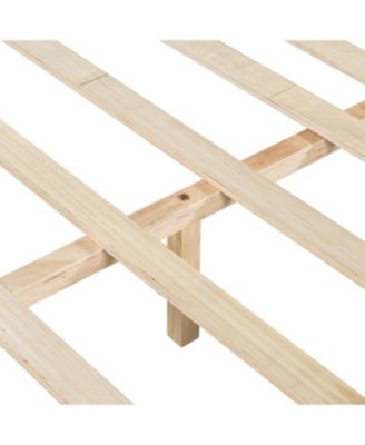 Streamdale Premium Pine Wood King Bed Frame - Mid Century Modern, Natural & Green