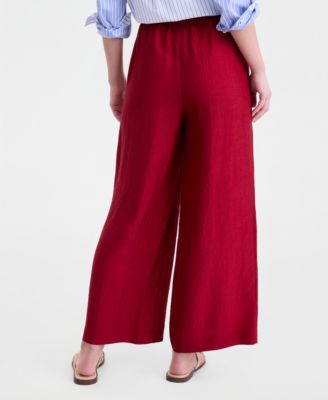 Women's Crinkle Satin Wide-Leg Pull-On Pants, Regular & Short