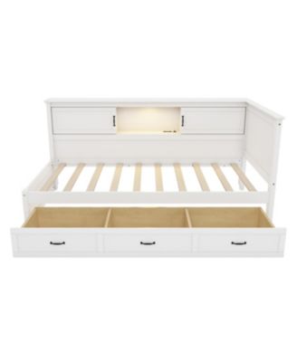 Corner Bed Frame with Drawer and Bookcase (Twin)