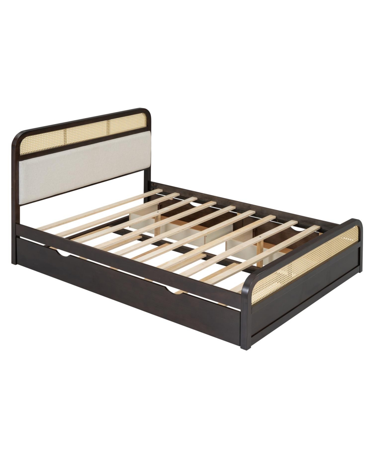 Streamdale Furniture Wooden Platform Bed with Trundle and 2 Drawers