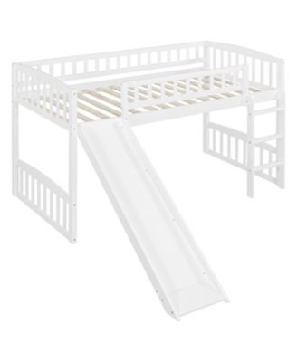 Size Wood Loft Bed with Slide and Ladder Bed