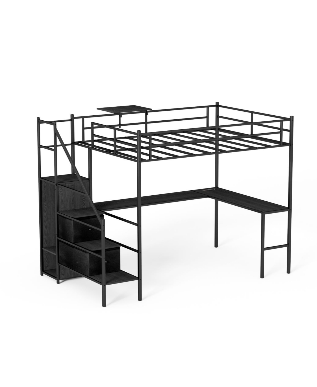 Streamdale Furniture Full Loft Bed w/ Desk, Led, Charging, Wardrobe & Drawers