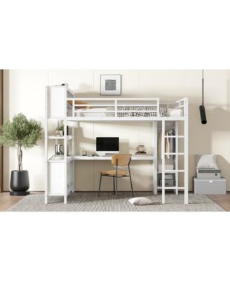 Queen Loft Bed with Desk & Wardrobe