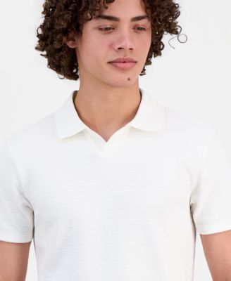 Men's Solid-Collar Johnny Collar Short-Sleeve Shirt