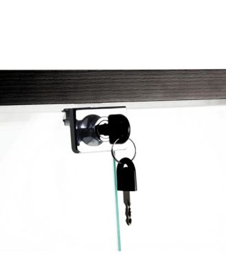  Black Tempered Glass Cabinet w/ LED, Lock & Wheels