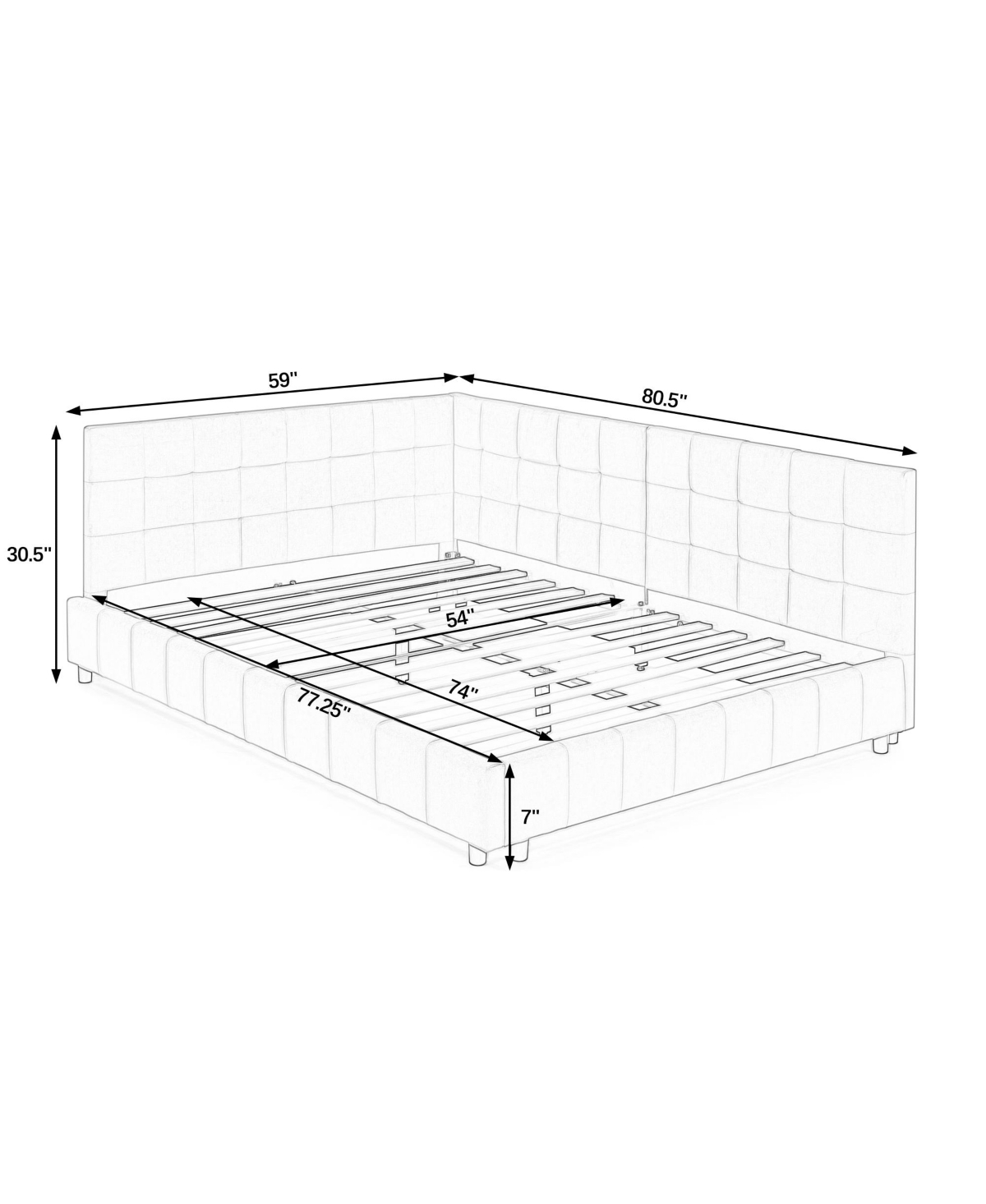 Streamdale Furniture Tufted Upholstered Full Size Bed Frame - Black Velvet