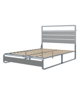Queen Size Metal Platform Bed with Led, Charger