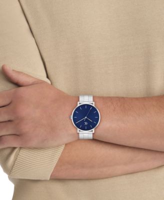 Men's Real Silver Tone Stainless Steel Mesh Bracelet Watch, 42mm