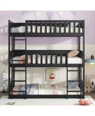 Triple Bunk Bed, Twin over Twin over Twin, Rubber Wood