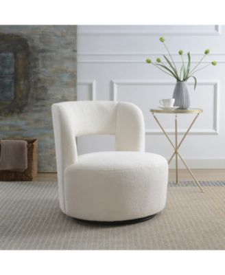  Swivelling Teddy Fabric Accent Chair, Perfect for Rooms & Waiting Areas