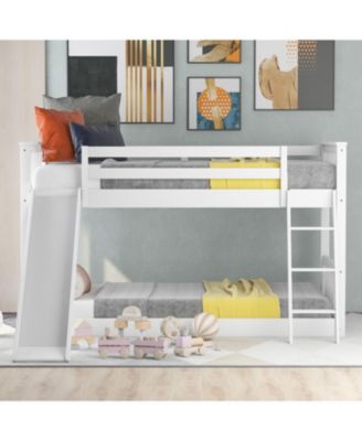 Twin over Twin Wood Convertible Slide and Ladder Bunk Bed