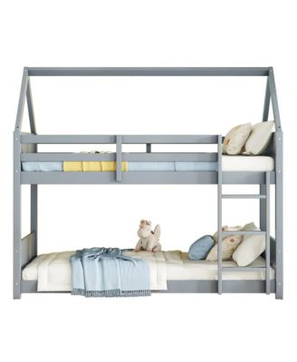 Twin-over-Twin Bunk Bed with Headboards, Guardrails, Ladder