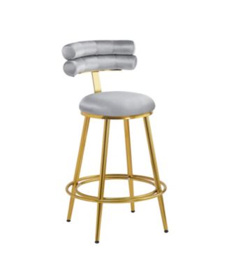  Modern Dark Gray Velvet Counter Stools (Set of 2