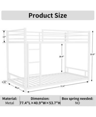 Metal Twin over Twin Bunk Bed/ Heavy-duty Sturdy Metal/ Noise Reduced/ Safety Guardrail/No Box Spring Needed