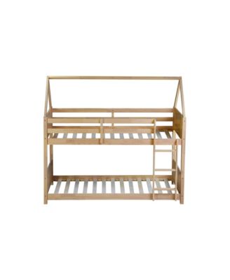 Streamdale Twin Over Twin Bunk Bed with Headboards and Safety Guardrails