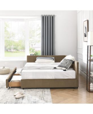 Upholstered Full Size Bed Frame with Velvet Backrest