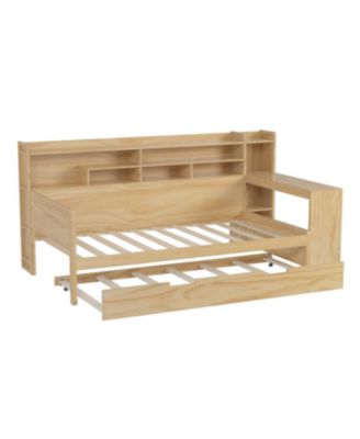 Wooden Twin Daybed with Storage, Trundle, and Desk