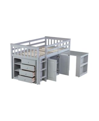 Twin Loft Bed with Storage, Desk, and Safety Features