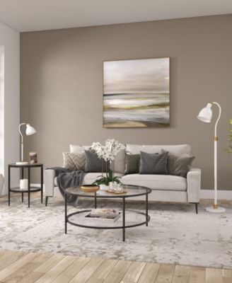 Hera 20" Wide Round Side Table with Glass Shelf