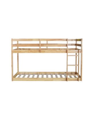 Streamdale Twin over Twin Loft Bed with Ladder, Solid Wood Platform