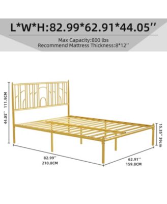 Metal Steel Platform Bed Frame with Iron-art Headboard (Queen Size)