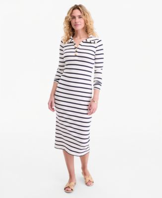 off the shoulder long sleeve knit dress Off-Shoulder Ribbed Sweater Knit Midi Dress Brown Large main image 1