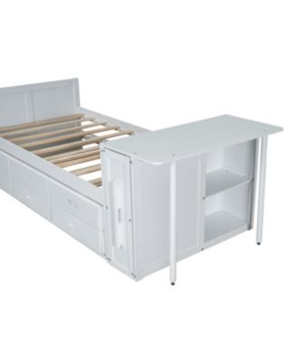 Twin Platform Bed with Desk, Trundle, Shelf, and Drawers