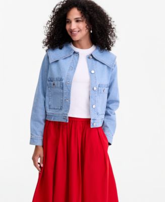 On 34th Women's Sailor-Collar Denim Jacket, Macy's Exclusive - Macy's
