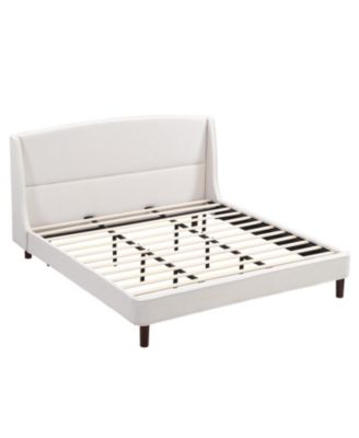 King Size Bed Frame Upholstered Platform Bed with Wingback Headboard