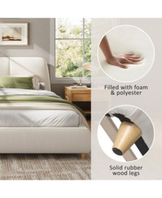 White Linen Upholstered Bed Frame