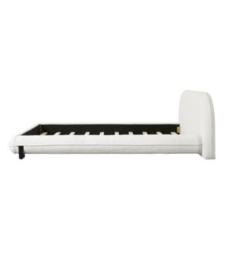 Upholstered Bed Frame with Boucle Fabric and Steel Legs