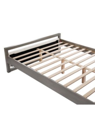 Queen Bed with Boucle Fabric Headboard Wood Frame