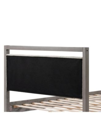 King Bed with Boucle fabric Headboard Wood Frame