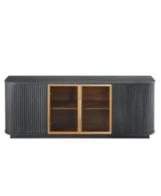 64" Wavy TV Cabinet with Tempered Glass Door