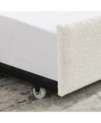 Boucle Daybed with Trundle Full Size Beige