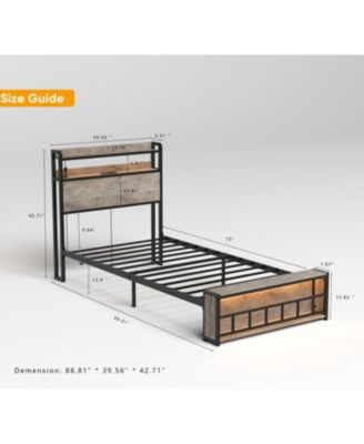 Bed Frame with Charging & LED Light