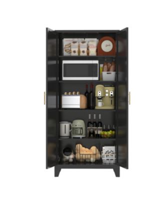 71" Metal Storage Cabinet with Doors & Adjustable Shelves (Black)