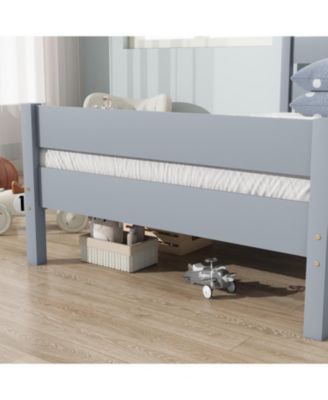 Twin Bed with Headboard and Footboard Rubber Wood Bed