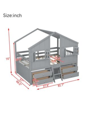 Loft Bed with Roof Windows & Storage