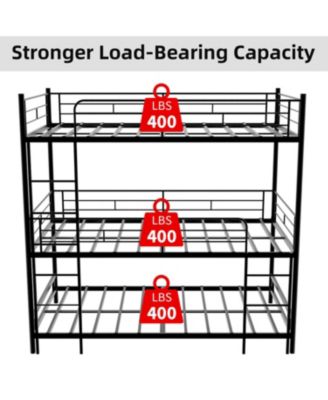 Triple Frame Bed w/ Ladder & Railing - Floor Safe, Easy Assembly